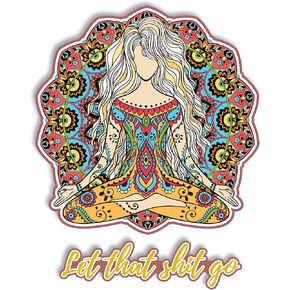 Yoga Girl Sticker - Henna - Strong Adhesive Waterproof Mandala Sticker - Yoga Stickers Do Not Fade and Used for Laptop, Water Bottle, Car, Wall, Notebook, Window, Mug 5.5 Inches