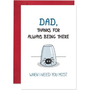 Funny Father’s Day Card for Dad, Cute Spider Birthday Card from Daughter Son, Dad Thanks for Always Being There