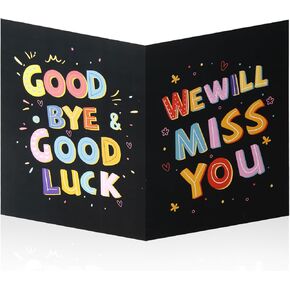 Large Greeting Card Farewell, 11x17.3 Inch Jumbo Good Luck Card Big Farewell Gift Card with Envelope Huge Funny Leaving Card Coworkers Goodbye Card for Colleague Friends (Black)