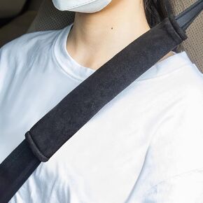 2PCS Suede Car Seat Belt Cover Pad Seatbelt Covers Filled with Sponge Makes Driving And Riding More Comfortable Seatbelt Cushion Compatible with All Cars And Backpack Black Thickened Extended