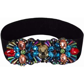 Large Rhinestone Belts Elastic Stretch Wide Women Belt for Party Dresses