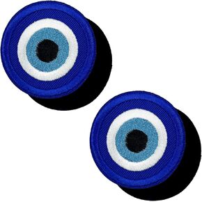Pack of 2 Evil Eye Embroidered Hook and Loop Patch for Tactical Backpack, small