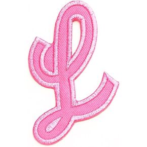 Nipitshop Patches Pink Letter L Patches Embroidered Iron On Patch Alphabet A-Z Patch for Clothes Backpacks T-Shirt Jeans Skirt Vests Scarf Hat Bag