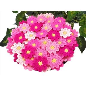 Handmade Crochet Daisy Flower Decoration Sewing Appliques Floral Petal Sew on Patches Ornament for DIY Craft Costume Bag Earrings or Hair Accessory (White) in Kuwait