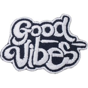 Good Feeling Quotes Iron On Patches for Clothing Saw On/Iron On Funny Biker Embroidered Patch Applique for Jeans, Hats, Bags (White)