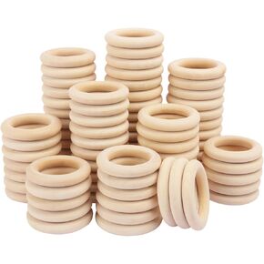 150 PCS 2.2 Inch Wooden Rings for Crafts, Natural Wood Rings for Macrame, Jewelry Making, and DIY Crafts, Unfinished Smooth Wood Rings, by GNIEMCKIN