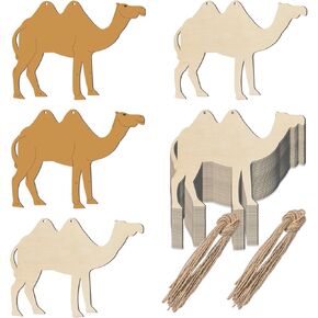 Camel Shape Hanging Wood Animal Shape Unfinished Wood with Twines DIY Craft Ornament for Christmas Wedding Birthday Birthday Animal Theme Party Decoration 20Pack