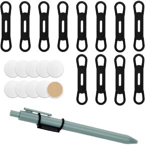12pcs Magnetic Pen Pencil Holder, Adjustable Marker Holder for Fridge Silicone Pen Organizer for Desk Refrigerator Whiteboard Classroom Office (Black)
