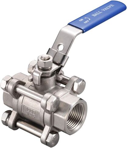 Cowin Brewing 1/2 "3 قطعة صمام كروي من الفولاذ المقاوم للصدأ 304، NPT ملولب، للنفط والغاز والماء بمقبض من الفينيل الأزرق in Saudi Arabia