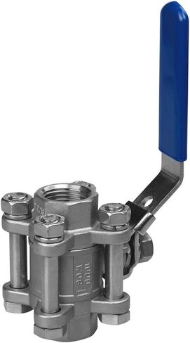 Cowin Brewing 1/2 "3 قطعة صمام كروي من الفولاذ المقاوم للصدأ 304، NPT ملولب، للنفط والغاز والماء بمقبض من الفينيل الأزرق in Saudi Arabia