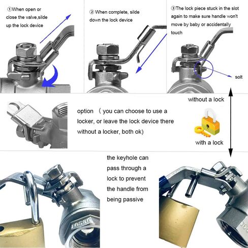 Cowin Brewing 1/2 "3 قطعة صمام كروي من الفولاذ المقاوم للصدأ 304، NPT ملولب، للنفط والغاز والماء بمقبض من الفينيل الأزرق in Saudi Arabia
