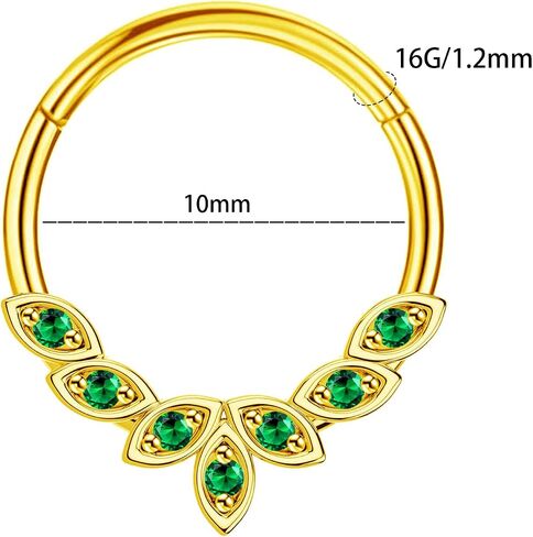 CHARMONLINE 16G 316L Stainless Steel Earring Hoop Cluster CZ Hinged Segment Clicker Daith 8/10mm Inside Diameter Clicker Helix Ear Piercings for Women Men in Saudi Arabia