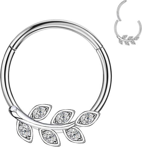 CHARMONLINE 16G 316L Stainless Steel Earring Hoop Cluster CZ Hinged Segment Clicker Daith 8/10mm Inside Diameter Clicker Helix Ear Piercings for Women Men in Kuwait