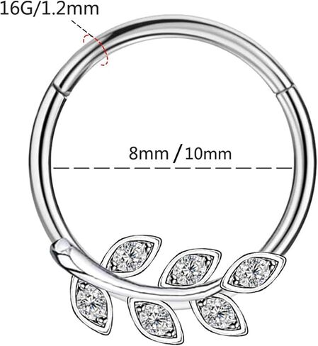 CHARMONLINE 16G 316L Stainless Steel Earring Hoop Cluster CZ Hinged Segment Clicker Daith 8/10mm Inside Diameter Clicker Helix Ear Piercings for Women Men in Kuwait