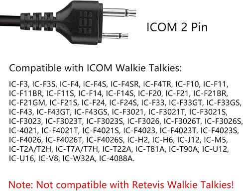 Retevis IC-F4011 Security Surveillance Acoustic Tube Earpiece, Compatible with ICOM IC-F24S IC-F3S IC-F14 IC-F4011 IC-F3011 IC-F4021 2 Way Radio, Headset for Walkie Talkie with Microphone(1 Pack) in Saudi Arabia