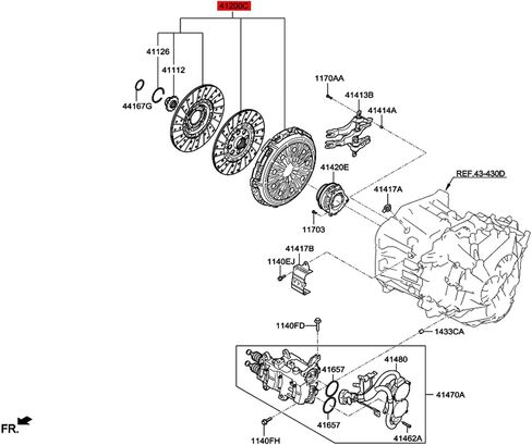 41200-2A001 مجموعة القابض المزدوج لمحرك Hyundai Veloster 2012-2017 1.6L L4 يحل محل 41200-2A000 in Kuwait