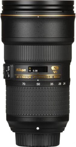 نيكون - عدسة AF-S NIKKOR مقاس 24-70 مم وببؤرة f/2.8E ED VR، عدسة تكبير بزاوية واسعة (20052) + طقم مرشح + حافظة للغطاء + طقم تنظيف (متجدد) in Saudi Arabia