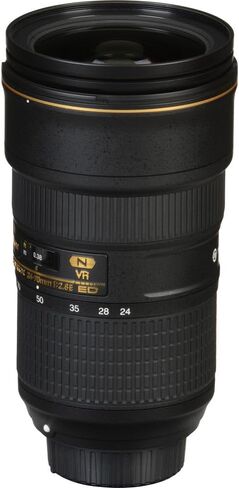نيكون - عدسة AF-S NIKKOR مقاس 24-70 مم وببؤرة f/2.8E ED VR، عدسة تكبير بزاوية واسعة (20052) + طقم مرشح + حافظة للغطاء + طقم تنظيف (متجدد) in Saudi Arabia