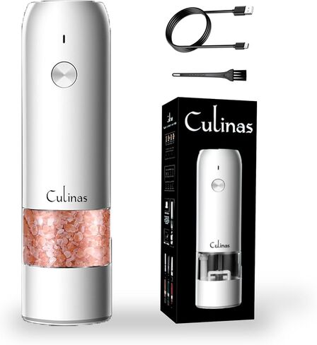 Electric Salt and Pepper Grinder Set - Automatic Salt and Pepper Grinder Set Rechargeable - Light Up Electronic Salt and Pepper Shakers with LED Light (Black), small in Saudi Arabia