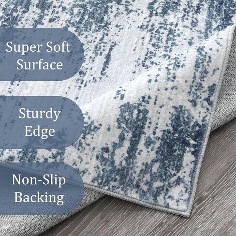 Morebes Modern 3x5 Rug Non Slip,Washable Neutral Area Rug for Bedroom, Soft Abstract Pattern Throw Floor Carpet for Entryway Entry Kitchen Bathroom Living Room Office,Black&Grey in Saudi Arabia