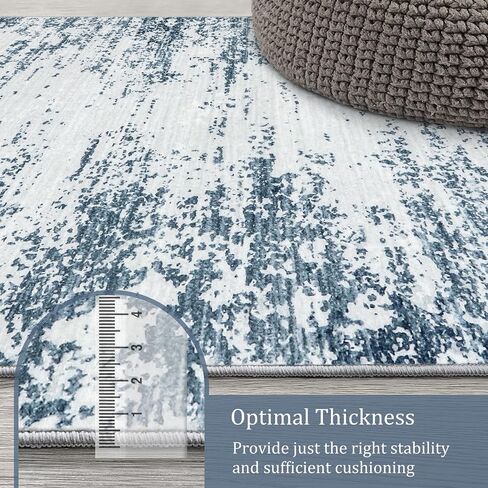 Morebes Modern 3x5 Rug Non Slip,Washable Neutral Area Rug for Bedroom, Soft Abstract Pattern Throw Floor Carpet for Entryway Entry Kitchen Bathroom Living Room Office,Black&Grey in Saudi Arabia