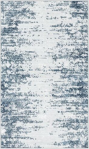 Morebes Modern 3x5 Rug Non Slip,Washable Neutral Area Rug for Bedroom, Soft Abstract Pattern Throw Floor Carpet for Entryway Entry Kitchen Bathroom Living Room Office,Black&Grey in Saudi Arabia
