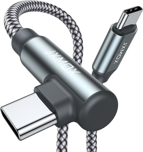 كابل شاحن JXMOX USB C، كابل USB C إلى USB C (عبوتان بطول 3.3 قدم)، سلك شحن سريع من النوع C 60 وات بزاوية قائمة لهاتف iPhone 15/15 Pro Max وiPad Pro/Mini 6 وMacBook Pro وSamsung Galaxy S23 S22 S21، يُحوّل in Kuwait