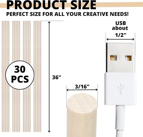 30PCS Bamboo Dowel Rods for Crafts – 1/8 x 36 Inch Dowel Rods Unfinished Wooden Dowel Sticks for Crafting Bamboo Long Wooden Sticks for Crafting Wood Rod Wood Sticks for Crafts DIY Projects in Kuwait