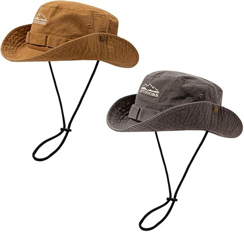 Cotton Boonie Sun Hat for Men Women, Foldable Outdoor Sun Protection Hat with Chin Strap for Fishing Hunting Hiking in Saudi Arabia