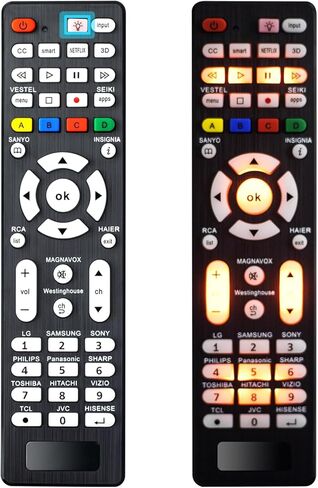 (عبوة من 2) جهاز تحكم عالمي للتلفزيون متوافق مع أجهزة Samsung، LG، Sony، Sharp، Vizio، Philips، Toshiba، Sanyo، JVC، TCL، Hisense، Vestel، Seiki، Insignia، Magnavox، haier، Panasonic All Series TV in Kuwait