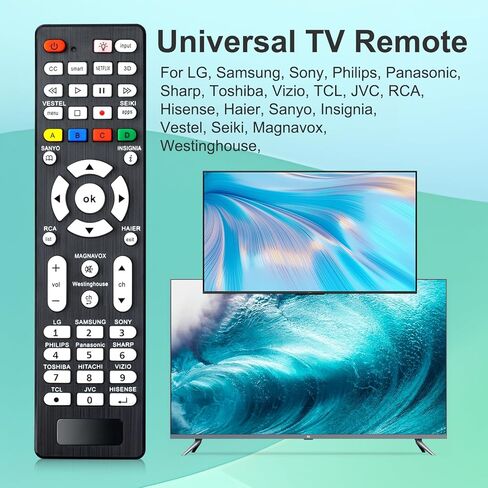 (عبوة من 2) جهاز تحكم عالمي للتلفزيون متوافق مع أجهزة Samsung، LG، Sony، Sharp، Vizio، Philips، Toshiba، Sanyo، JVC، TCL، Hisense، Vestel، Seiki، Insignia، Magnavox، haier، Panasonic All Series TV in Kuwait