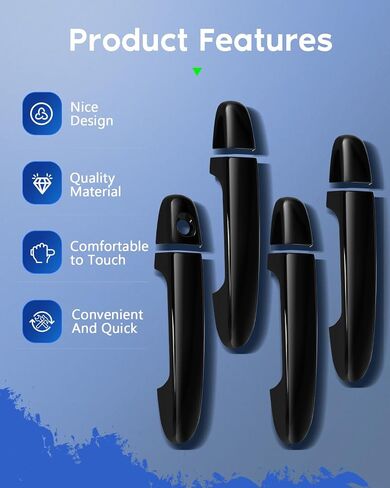 Exterior Door Handle Covers Compatible with 2012-2017 for Toyota Camry, 4PCS Accessories Door Handle Covers ABS Door Handle Protector,Black in Saudi Arabia