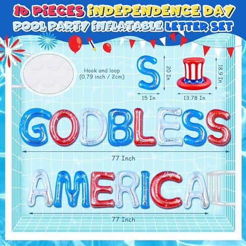 16 جهاز كمبيوتر شخصى 20 "حروف حمام السباحة العائمة الوطنية رسائل عائمة لديكور حفلة حمام السباحة في الرابع من يوليو، حرف أمريكي يطفو على حمام السباحة لديكور حفلة عيد الاستقلال في الصيف in Kuwait