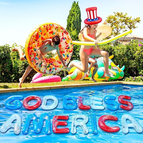 16 جهاز كمبيوتر شخصى 20 "حروف حمام السباحة العائمة الوطنية رسائل عائمة لديكور حفلة حمام السباحة في الرابع من يوليو، حرف أمريكي يطفو على حمام السباحة لديكور حفلة عيد الاستقلال في الصيف in Kuwait