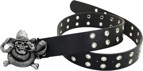 Men And Women Metal Skull Head Leather Buckle Belt Waist Band Jeans Decorative Punk Belt in Saudi Arabia