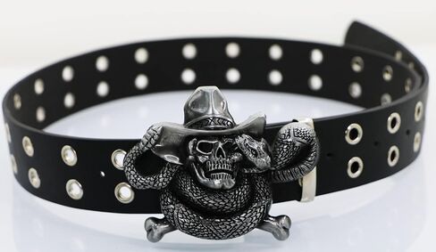 Men And Women Metal Skull Head Leather Buckle Belt Waist Band Jeans Decorative Punk Belt in Saudi Arabia