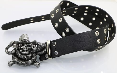 Men And Women Metal Skull Head Leather Buckle Belt Waist Band Jeans Decorative Punk Belt in Saudi Arabia
