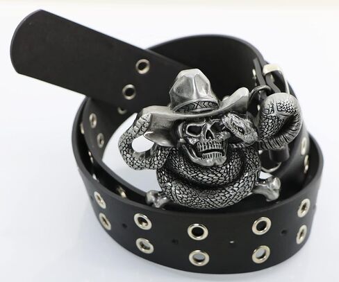 Men And Women Metal Skull Head Leather Buckle Belt Waist Band Jeans Decorative Punk Belt in Saudi Arabia
