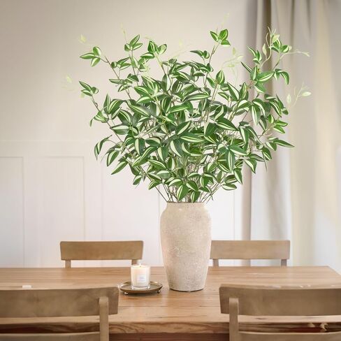 Briful Faux Greenery Stems Artificial Branches for Vase 36'' Green Variegated Tradescantia Fake Plants Sprays for Home Decor Indoor Wedding Centerpiece, Set of 6 in Saudi Arabia
