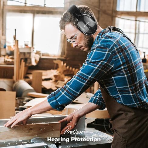 ProCase SNR 34dB Noise Cancelling Headphones, Sound Blocking Hearing Protection Earmuffs Noise Reduction Safety Ear Muffs with Adjustable Headband for Shooting Mowing Construction -Black in Saudi Arabia