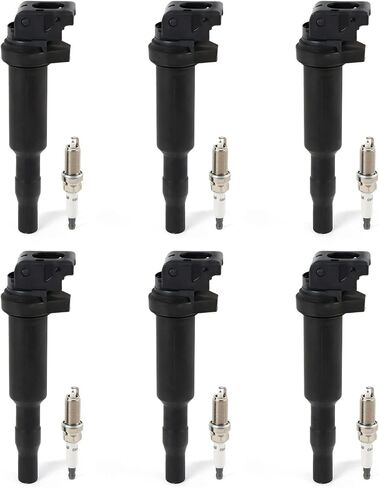 6 قطع UF592 ملفات تشغيل محرك السيارات وشمعات الإشعال إيريديوم متوافقة مع BM-W 128i 325i 325xi 330i 330xi 525i 525xi 528i 528xi 530i 530xi X3 X5 Z4 in Saudi Arabia