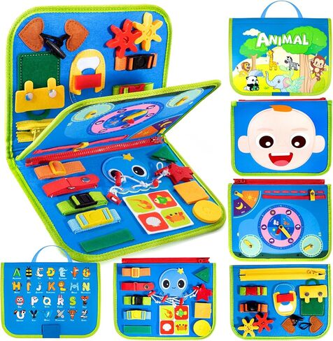 لوحة مشغولة للأطفال الصغار - ألعاب مونتيسوري للأطفال من عمر 1 2 3 4 سنوات هدية عيد ميلاد للأولاد والبنات - ألعاب تعليمية لمرحلة ما قبل المدرسة تساعد على تطوير المهارات الحركية الدقيقة - ألعاب سفر للأطفال الصغار in Kuwait