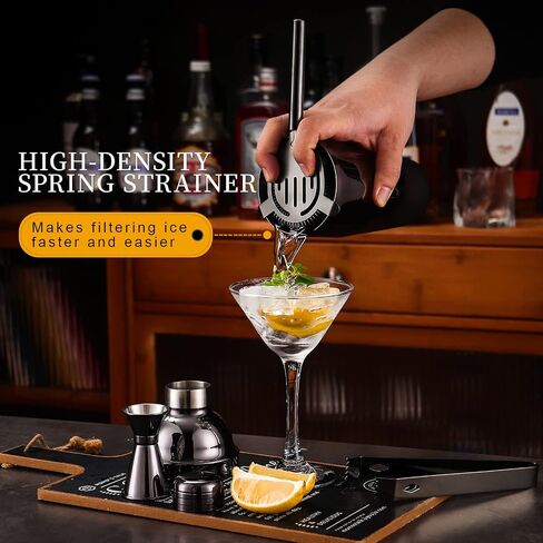 Bartender Kit with Bamboo Stand, 12 Piece 25oz Cocktail Shaker Set with All Essential Bar Tools Set for Drink Mixing, Ideal Gifts for Cocktail Lovers, Home Bar Bartending Kit with Cocktail Recipes in Saudi Arabia