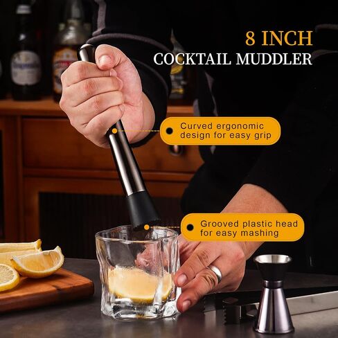 Bartender Kit with Bamboo Stand, 12 Piece 25oz Cocktail Shaker Set with All Essential Bar Tools Set for Drink Mixing, Ideal Gifts for Cocktail Lovers, Home Bar Bartending Kit with Cocktail Recipes in Saudi Arabia