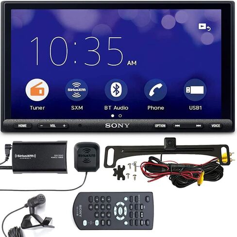 Sony XAV-AX7000 2-DIN Car Stereo with SiriusXM Tuner and ACAM4 Backup Camera Bundle. Apple CarPlay and Android Auto, Built-In 4x100W 4 Channel Amp, 6.95" Capacitive Screen, Plays High-Res Music, No CD in Saudi Arabia