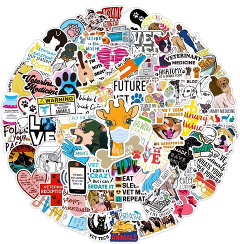 100Pcs Veterinary Stickers,Cute Vet Waterproof Stickers,Vinyl Stickers for Water Bottle Laptop Luggage Guitar Phone Helmets,Veterinarian Stickers for Teens Adults in Saudi Arabia
