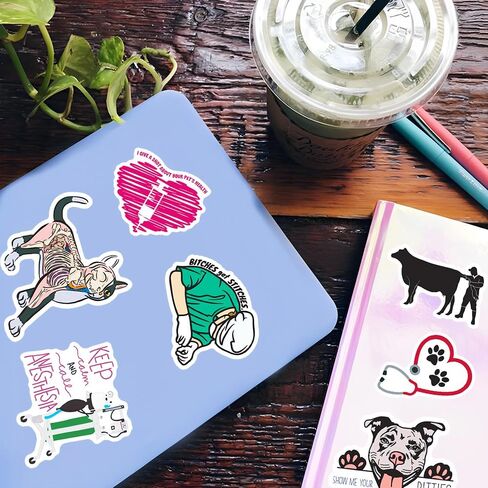 100Pcs Veterinary Stickers,Cute Vet Waterproof Stickers,Vinyl Stickers for Water Bottle Laptop Luggage Guitar Phone Helmets,Veterinarian Stickers for Teens Adults in Saudi Arabia
