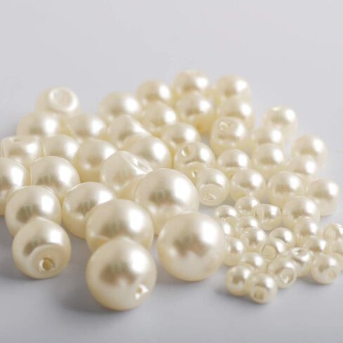 250Pcs 6 Size Sewing Buttons Side Hole Round Plastic Pearl Buttons 6mm 8mm 9mm 10mm 12mm 14mm White/Ivory Color Sewing Supplies Accessories (White) in Saudi Arabia