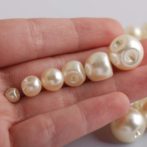 250Pcs 6 Size Sewing Buttons Side Hole Round Plastic Pearl Buttons 6mm 8mm 9mm 10mm 12mm 14mm White/Ivory Color Sewing Supplies Accessories (White) in Saudi Arabia