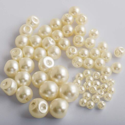 250Pcs 6 Size Sewing Buttons Side Hole Round Plastic Pearl Buttons 6mm 8mm 9mm 10mm 12mm 14mm White/Ivory Color Sewing Supplies Accessories (White) in Saudi Arabia